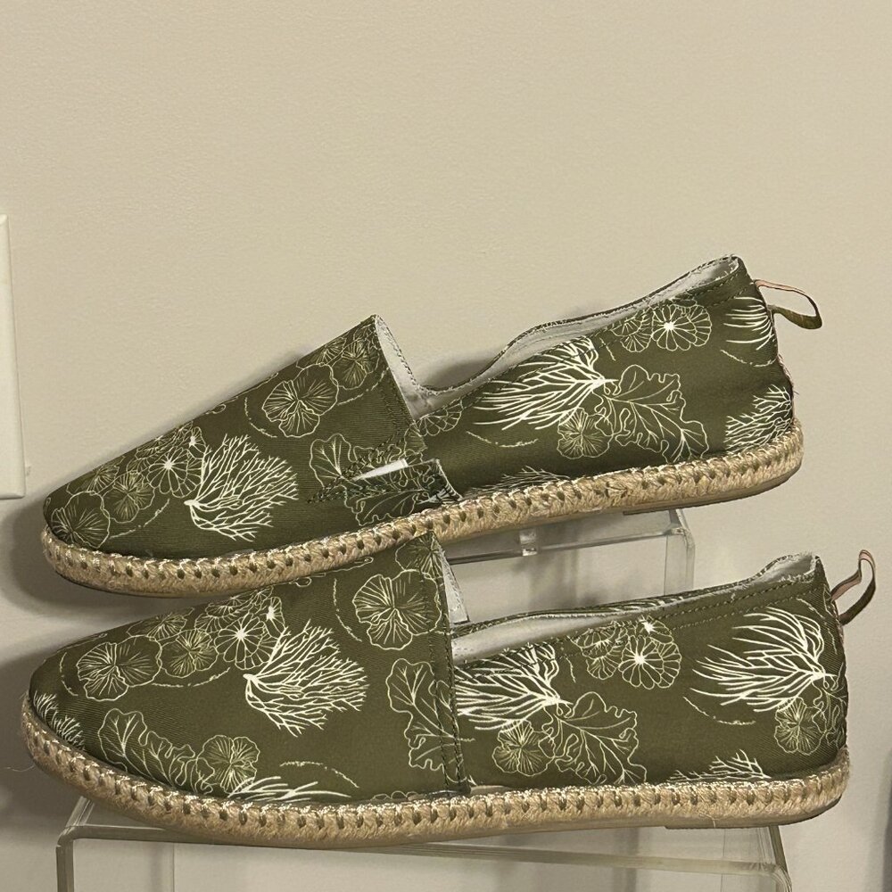 VIONIC BEACH Laguna Sz 12 Green Ocean Slip-On Espadrille Flats Shoes